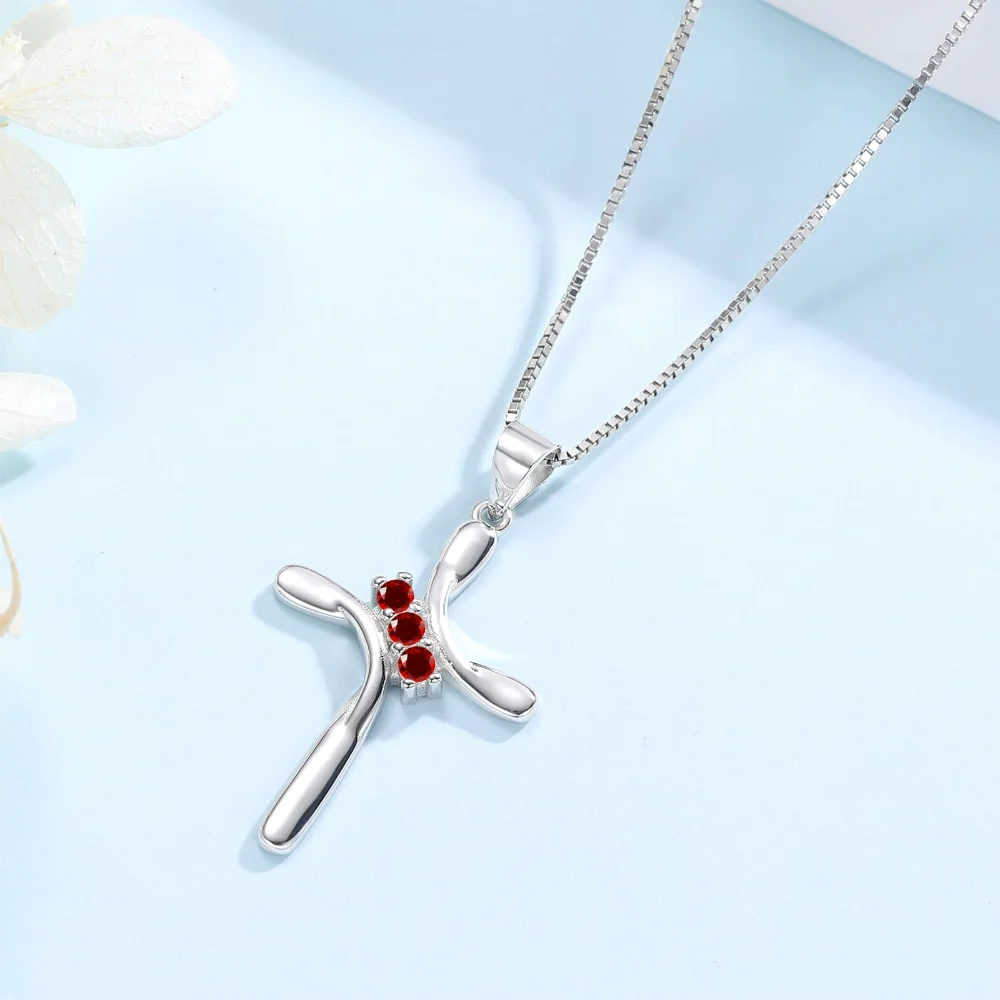 EVERU Cross Birthstone Necklace