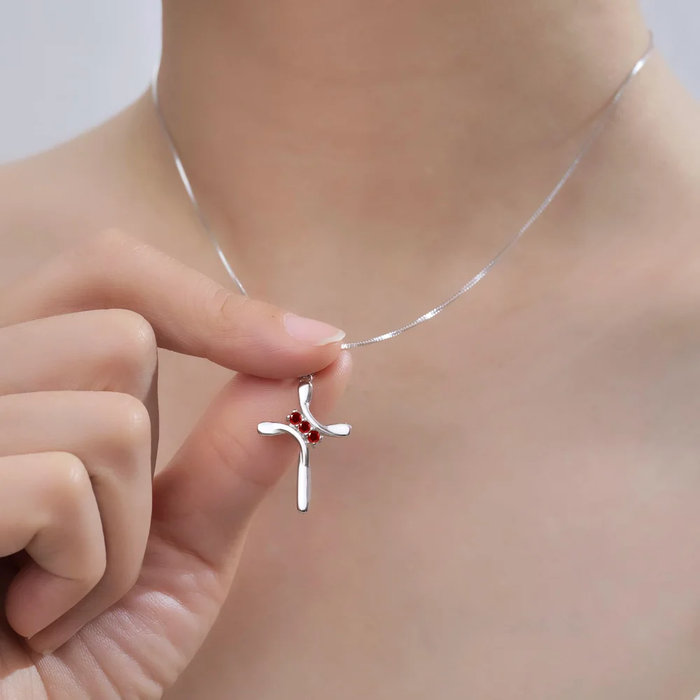 EVERU Cross Birthstone Necklace